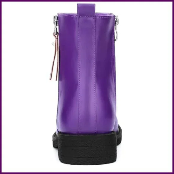 Round Toe Zipper Chunky Low Heel Ankle Boots for Women